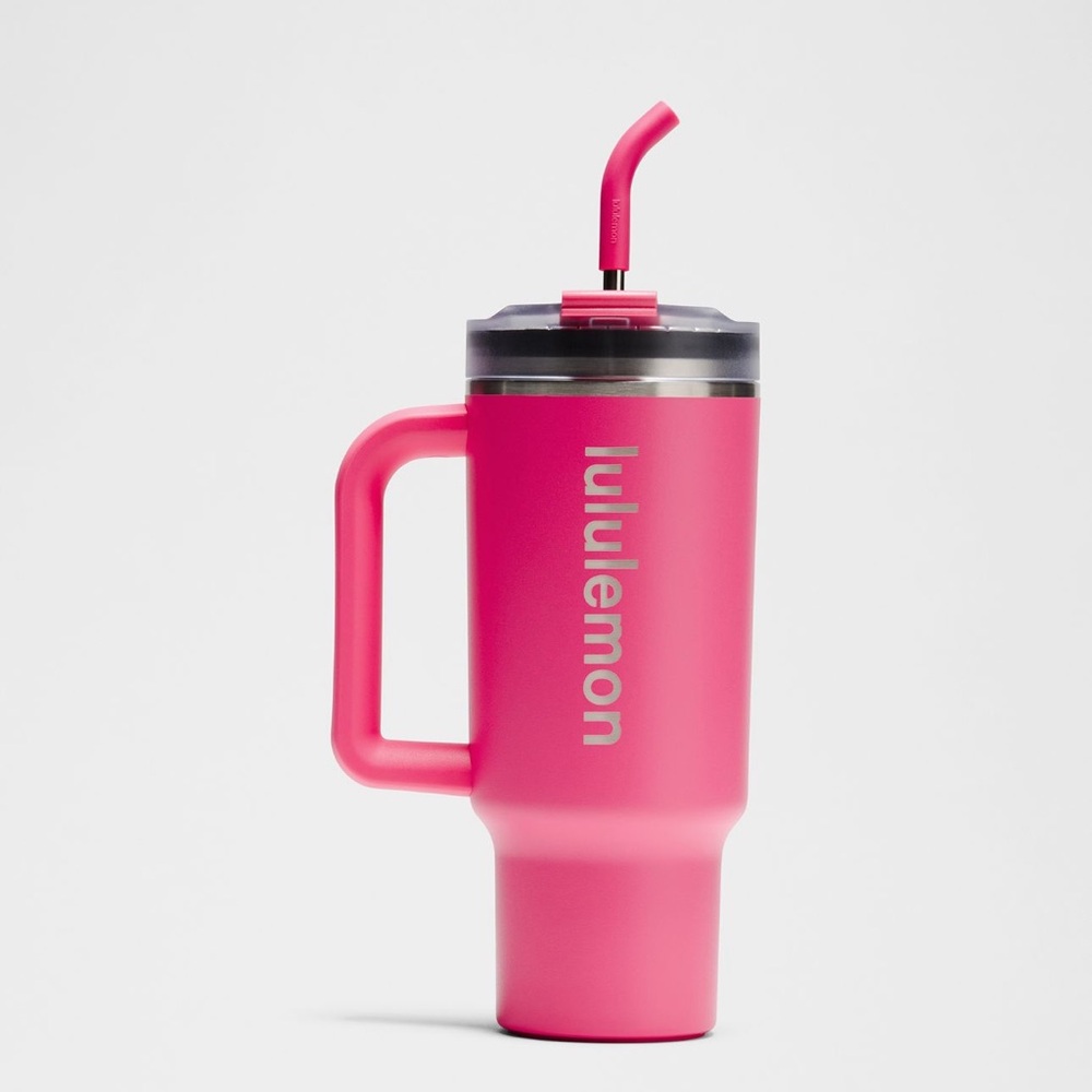Lululemon Insulated Tumbler 40oz Racer Pink With Straw NEW